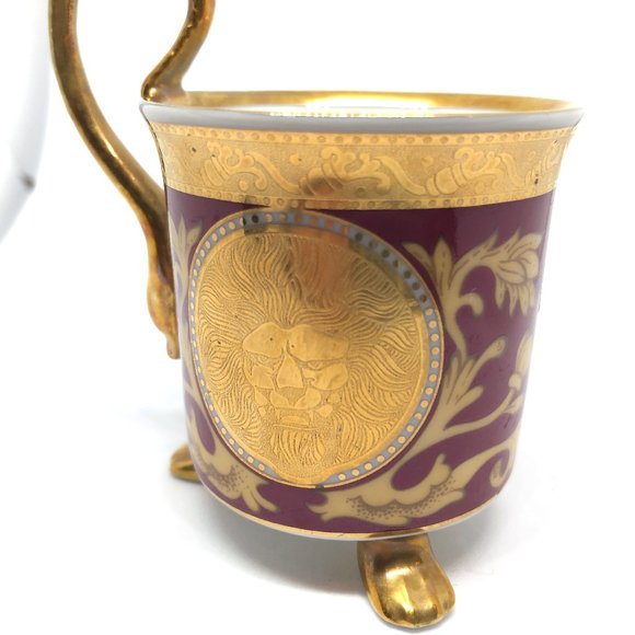 Tea Cup Gold Lion Head Porcelain 3 Legged - Picture 6 of 12